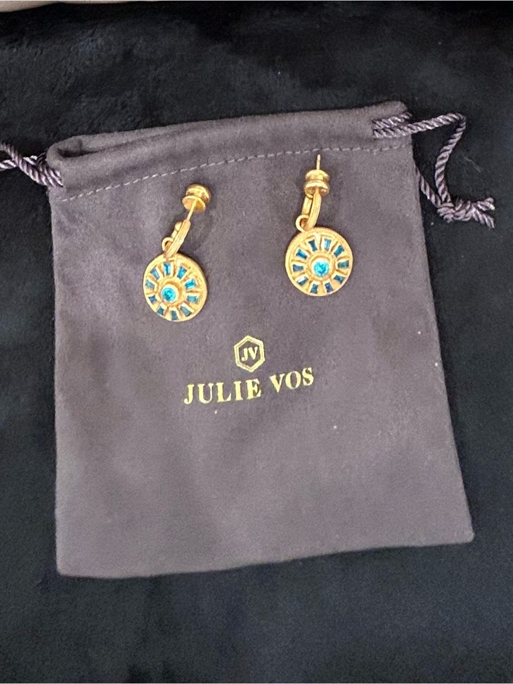 Julie Vos Gold-Plated Convertible Earrings with Blue Accents